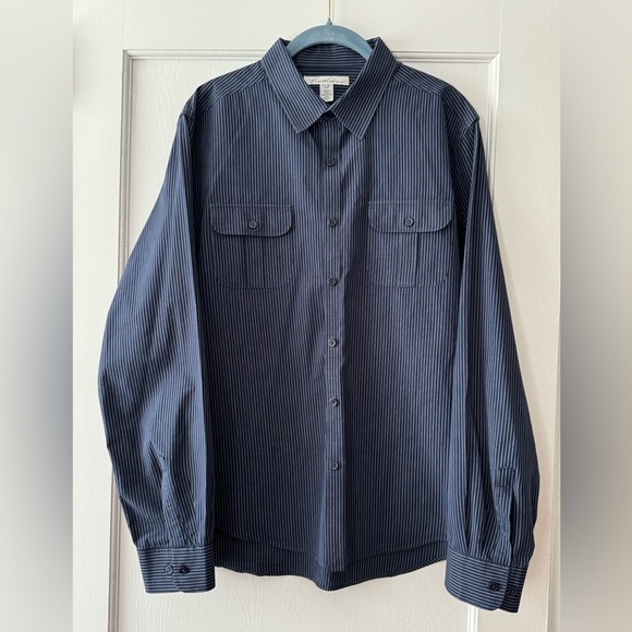 Kenneth Cole New York Other - Kenneth Cole New York Navy Striped Button Down Long Sleeve Shirt Size XL